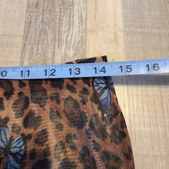 Fashion Nova women's XL sheer mesh material leopard print butterfly print pants - Picture 4 of 8